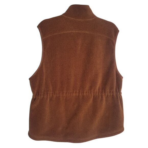 Vintage LL Bean Fleece Vest Women's Large Petite Brown Casual Zip Up Made in USA - Picture 2 of 11